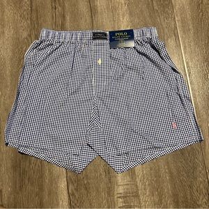 Polo Ralph Lauren Mens Pony Logo Classic Fit Woven Plaid Boxer Shorts Blue M NEW